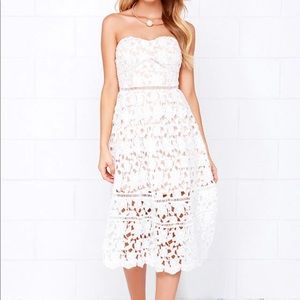 LuLu’s Pinnacle of Prestige Ivory Lace Midi Dress